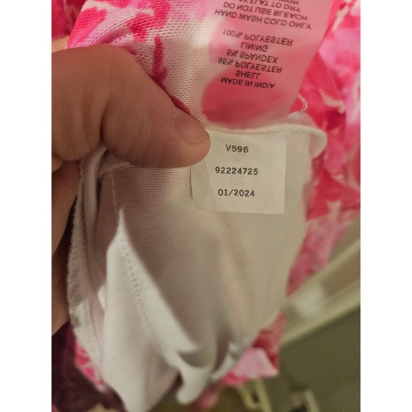 NWT Vince‎ Camuto Plus 2X Maxi Dress Pink Floral Ruffle Mesh Sleeveless Tiered - Picture 6 of 7